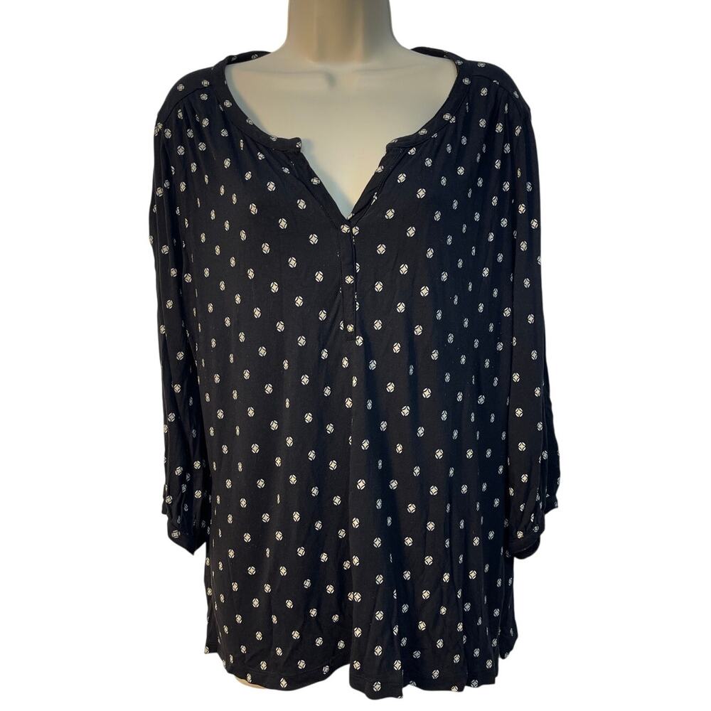 Old Navy Women's Long Sleeve Crewneck/V-Neck Casual Top Color Black/White Size L